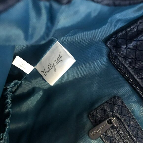 Thirty-One Large Tote Bag Zip Top Organizing Utility Grocery La Di Dot Black Gre - Picture 4 of 7